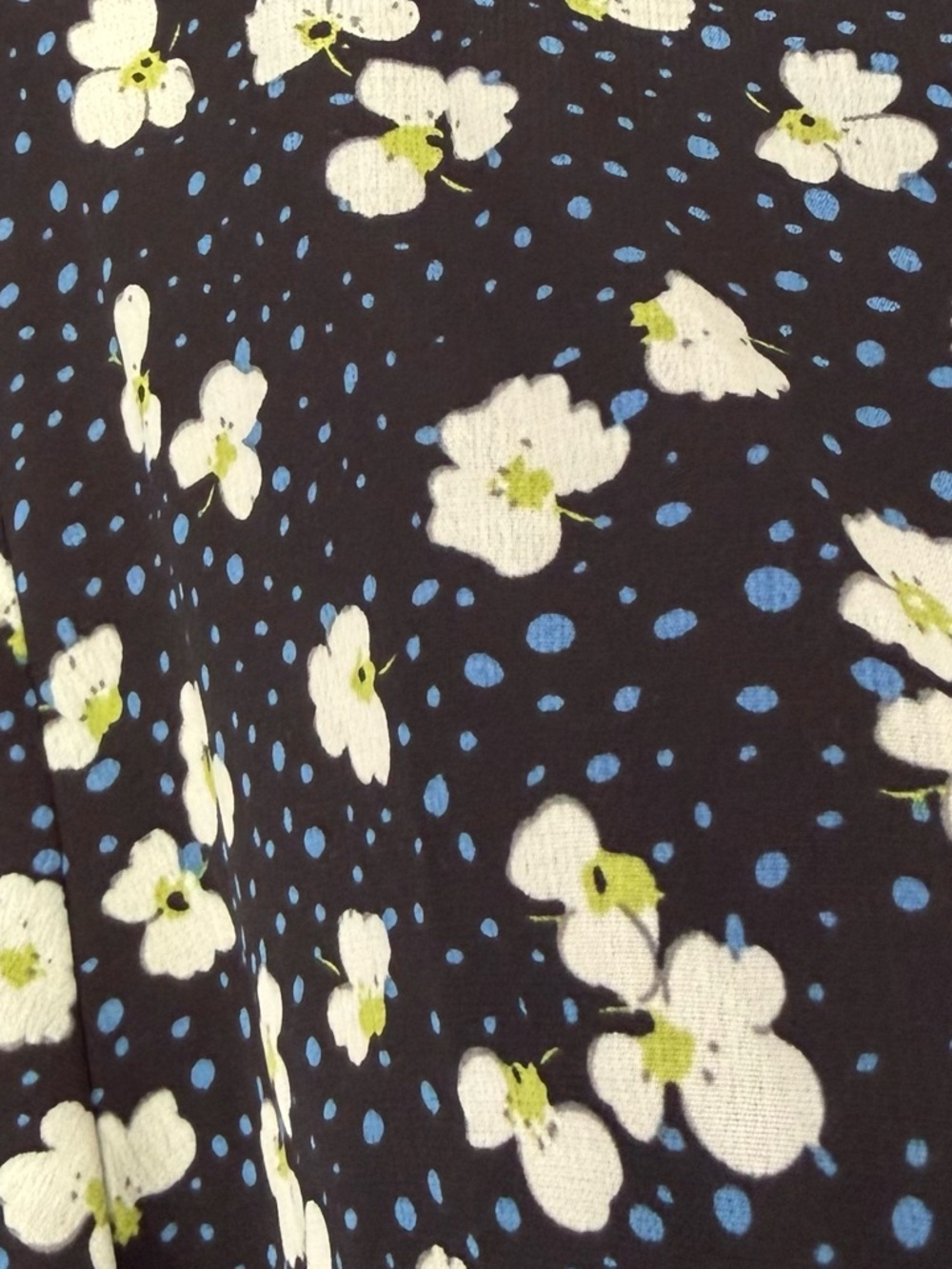 PrettyLittleThing Black w/blue polka dot Floral Ruffle Sleeve lightweight Dress - Picture 3 of 16